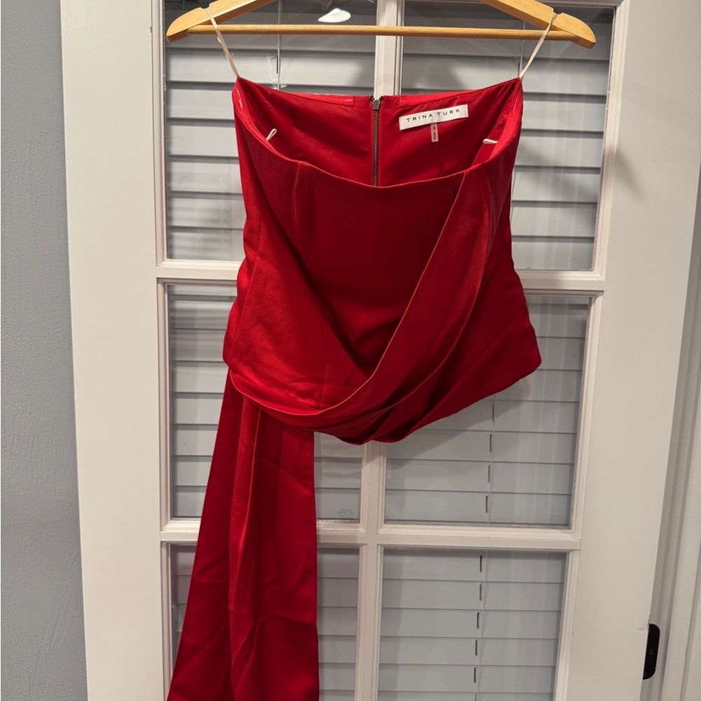 Trina Turk - Red Strapless Draped Top
